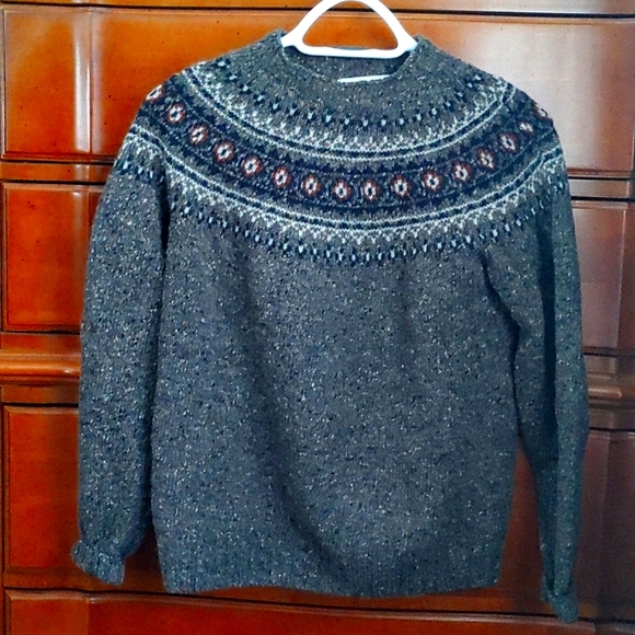 Highland Store Scottish fairisle sweater in bracken tweed fleck wool, women's XS - Picture 2 of 7
